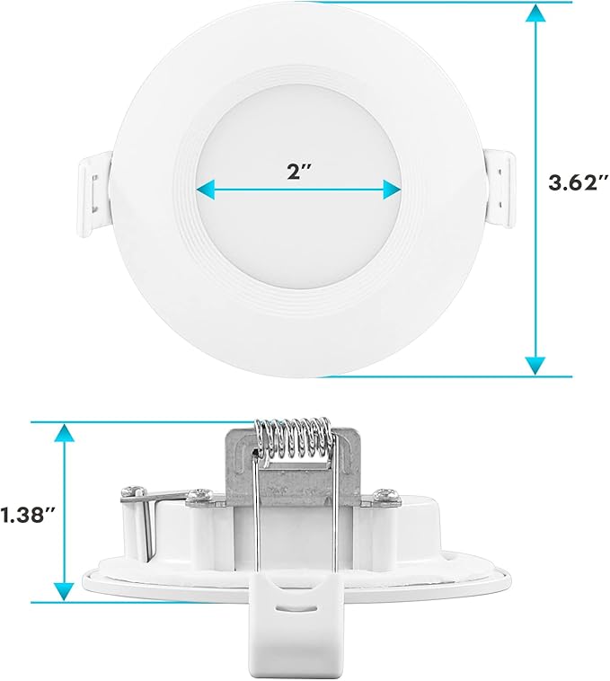 LUXRITE 3 Inch Ultra Thin LED Recessed Lighting 6W 5 Color Selectable 2700K | 3000K | 3500K | 4000K | 5000K CRI 90 500 Lumens Dimmable LED Wafer Lights Wet Rated IC Rated Baffle Trim (6 Pack)