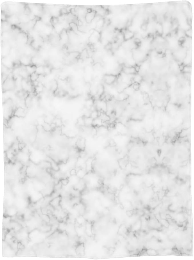 60X50 White and Grey Smoke Marble Lightweight Flannel Blanket - Soft and Breathable Polyester Suitable for Travel Camping and Home Decoration