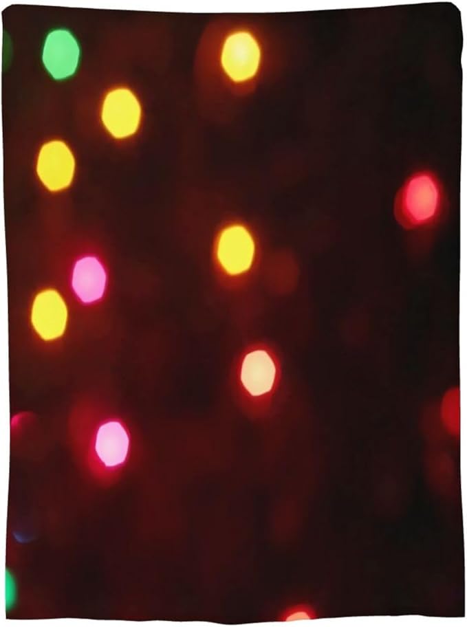 60X50 Christmas Lights Glowing Lightweight Flannel Blanket - Soft and Breathable Polyester Suitable for Travel Camping and Home Decoration