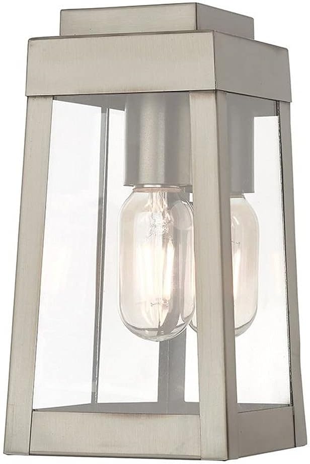 Livex Lighting 20851-91 Oslo - 9.5 One Light Outdoor Wall Lantern Brushed Nickel Finish with Clear GlassSilver