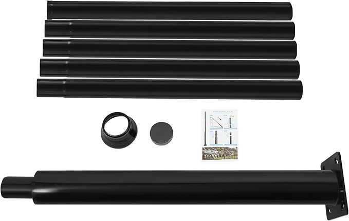 Street Light Pole Black Outdoor Galvanized Solar Street Lamp Post Split Street Lamp Post Outdoor Street Courtyard Parking Lot Lighting Post w/Mounting Rebar Cage for Street (19.7ft 114+76mm)
