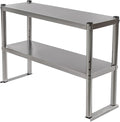 12 x 36 x 23.62 Inch Stainless Steel Double Overshelf for Commercial Kitchen Heavy Duty 2-Tier Storage Rack Work Table Organizer for Restaurant Garage Industrial Use 201 Stainless Steel