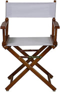 Director's Chair with Built-in Armrests and Foldable Design for Easy Storage Lightweight Durable Frame Perfect for Indoor or Outdoor Seating White Canvas/18 in Honey Oak Frame