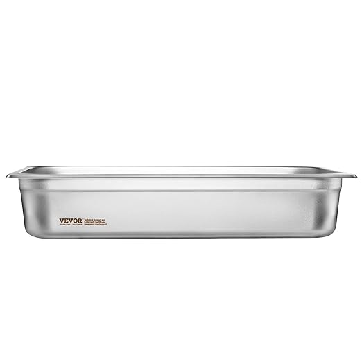VEVOR 4 Pack Stainless Steel Hotel Pans with lidFull Size 4 Inch Deep 0.8mm Thick Anti-Jam Commercial Food Pans for Steam Tables Restaurants Catering &amp Industrial Use
