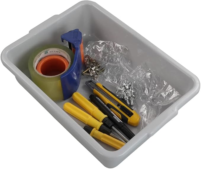 Wekioger 4 Packs 8L Small Commercial Bus Tubs Grey Bus Box Wash Basin 14.85 x 10.8 x 4.1