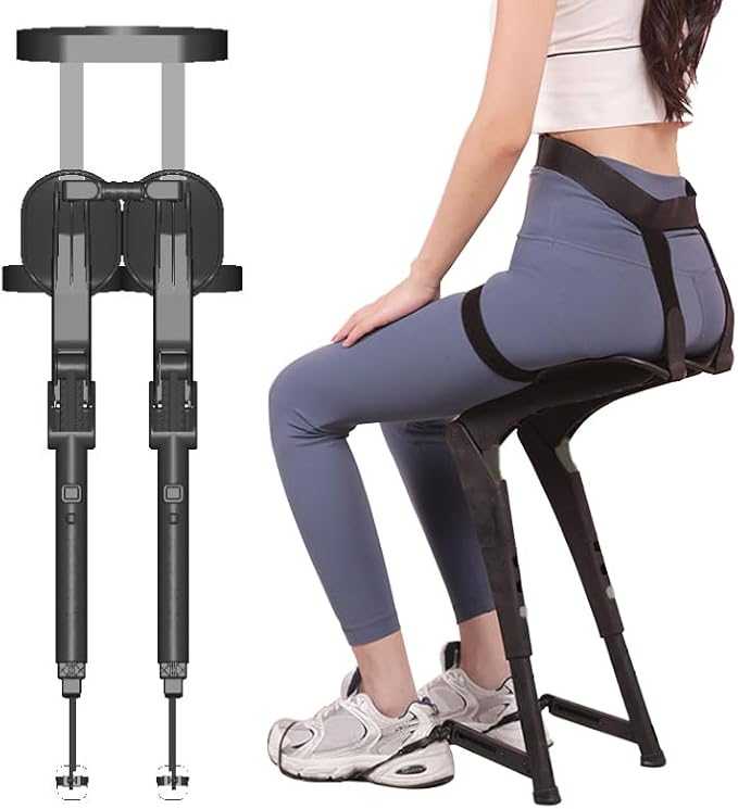 Adjustable Wearable Chair Invisible Seat Portable Invisible Seat Leg Support Seat Invisible Chair Wearable Exoskeleton Stool 5 Gear Heights Adjustable for Camping Indoor Outdoor