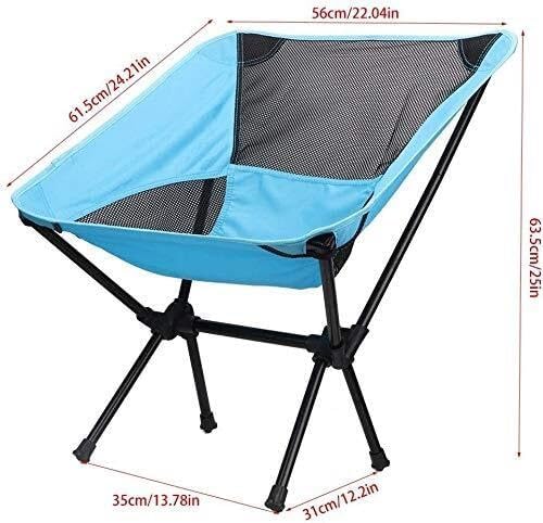 Lahomie Portable Camping Chair Heavy Duty Folding Beach Chair Lightweight Picnic Chair with Carry Bag Supports Up to 100kg Blue
