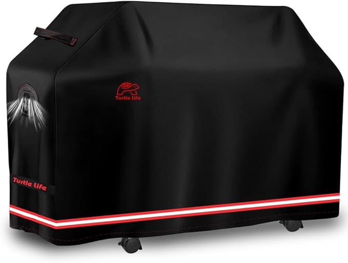 Turtle Life BBQ Grill Cover 76-83 Inch Adjustable Heavy Duty Waterproof 6 or More Burner Barbecue Gas Grill Covers for Weber Summit Series Royal Gourmet MG Series Black