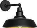 15 Large Outdoor Gooseneck Barn Light - Large Gooseneck Outdoor Light Fixture with Straight Arm Black Exterior Wall Light Fixture for Farmhouse Garage Porch Wall Light