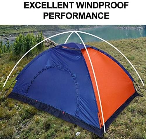 1 2 Person Three Defense Fabric Outdoor Tent for Camping Backpacking with Door and Window.(Blue+Orange)