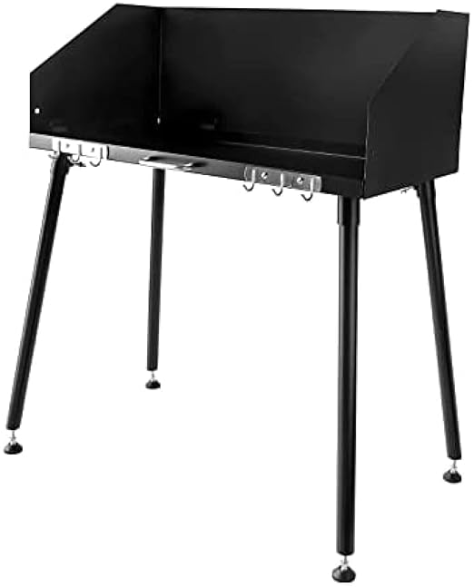 AHLOKI Carbon Steel Camp Cooking Table with Tabletop and Detachable windscreen Dutch Oven Tables Four Legs for Grill Travel Table Outdoor Picnic BeachBBQbackyards30 x 16 inch
