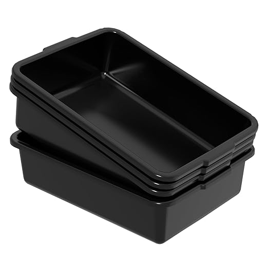 Sadstory Plastic Bus Tubs 13 L Black Commercial Bus Tub Tote 4 Packs