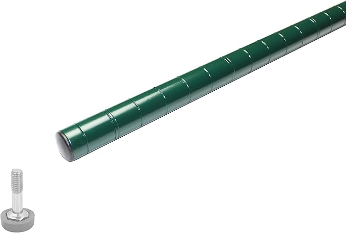TrueCraftware- 8” Green Epoxy Wire Shelving Posts with Leveling Foot Set of 4- Commercial Shelves Wall Mounted Metal Shelving for Restaurant Bar Utility Room Kitchen and Garage