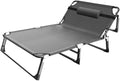 Folding Chair Heavy Duty Metal Grey Extra Wide Lounge Chair for Camping Outdoor 350kg