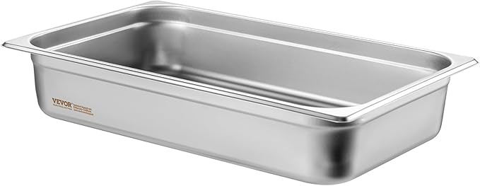 VEVOR 6 Pack Stainless Steel Hotel PansFull Size 4 Inch Deep 0.8mm Thick Anti-Jam Commercial Food Pans for Steam Tables Restaurants Catering &amp Industrial Use