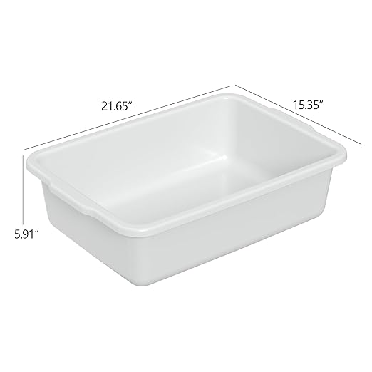 4-Pack 23 L Restaurant Plastic Bus Bins Large Bus Box Commercial for Kitchen Organization White