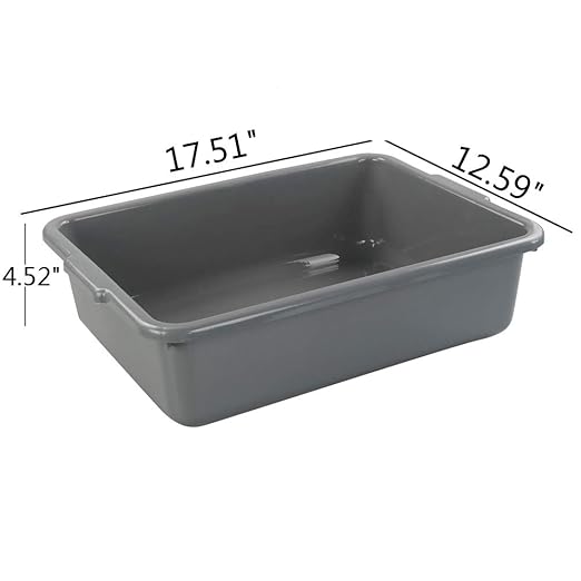 13 L Grey Plastic Tote Box Set of 4 Commercial Bus Box Large Plastic Dish Bin