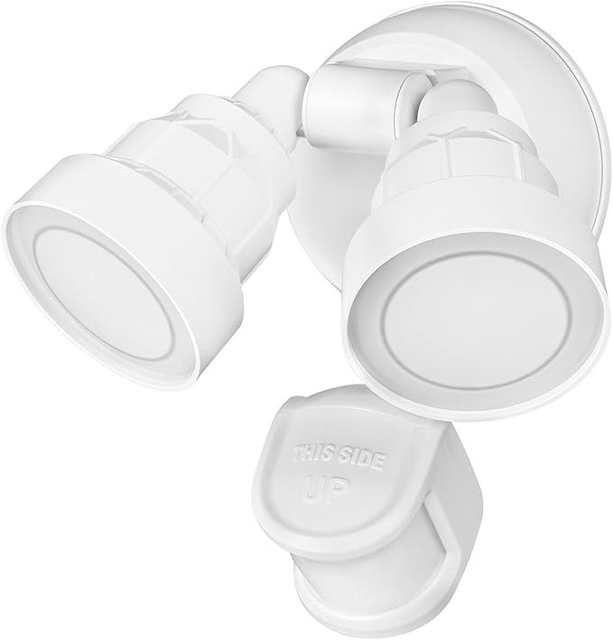 GLOBE Electric 180-Degree 15W Twin Head White 1400 Lumens Hardwired Motion Activated Outdoor Integrated LED Flood Light Security Light Outdoor Outside House Lights