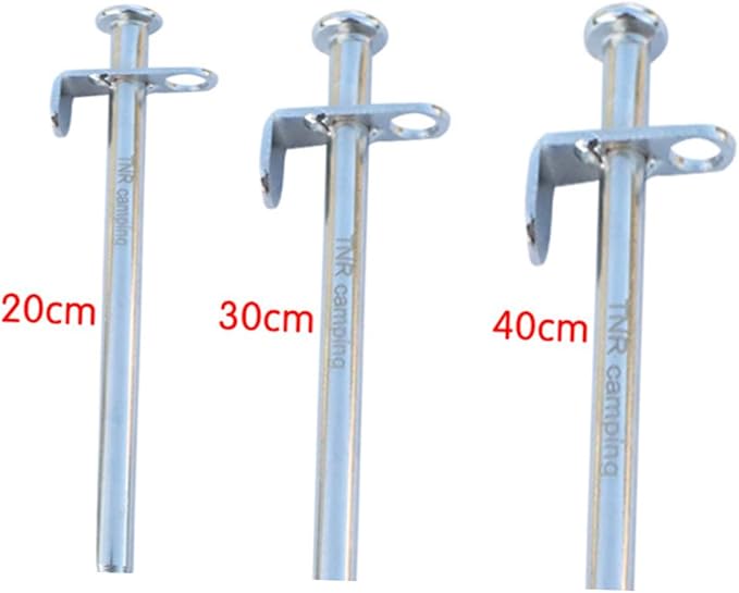 POPETPOP 4pcs Shape Tent Stakes Kit Ground Nails for Camping Canopy Tent Awning Rope and Hook