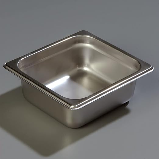 Carlisle FoodService Products Durapan Stainless Steel Pan 1/6 Size Hotel Pan for Catering Buffets Restaurants Stainless Steel 2.5 Inches Deep Silver (Pack of 6)