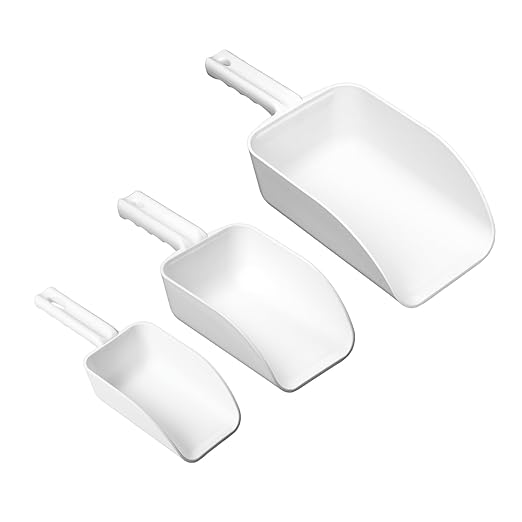 Remco - A Vikan Company 3 pk Color-Coded Plastic Hand Scoop - BPA-Free Food-Safe Scooper Commercial-Grade Utensils Restaurant and Food Service Supplies 16 32 82 Ounce Sizes White