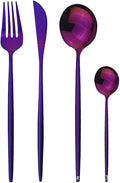 Sporks stainless steel Dish SetSilverware Flatware 8 Pieces Stainless Steel Cutlery 4 Piece Giftting Box Fork Knife Spoon(Purple)