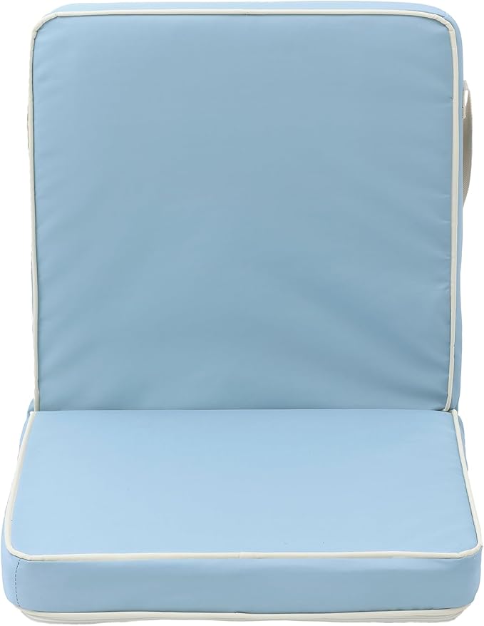 SUNNYLiFE Take Anywhere Folding Chair Outdoor Portable Lounging Seat 6 Adjustable Reclining Settings Steel Frame Polyester Fabric La Mer Blue 38.19 x 19.69 x 3.15 inches 1.82 lbs