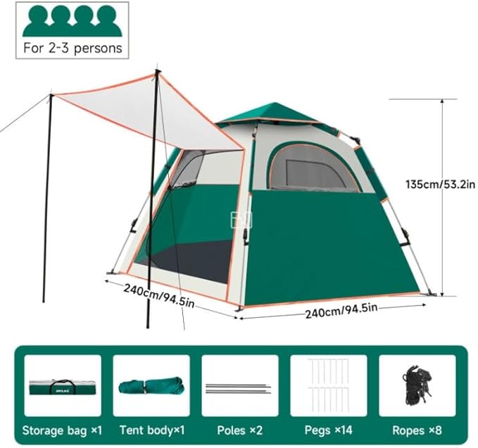SAN LIKE Camping Tent 2/3/4 Person Instant Easy Pop Up Tents for Camping Lightweight Backpacking Tent Automatic Family Easy Set Up TentPortable Dome Tent for Camping Hiking Traveling