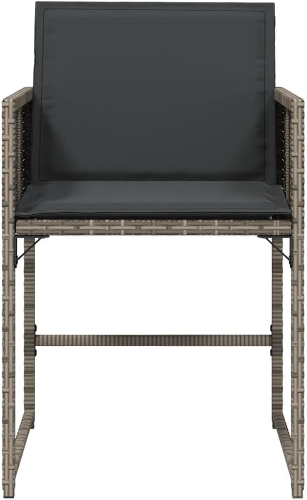 Patio Chairs with Cushions Set of 4 Gray Poly Rattan Outdoor Lounge Chairs Garden Furniture with Removable Cushions for Patio Garden Lawn and Outdoor Relaxation