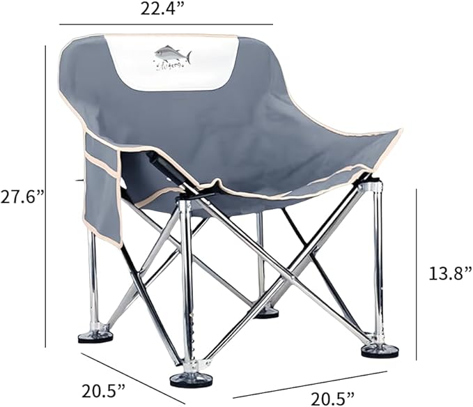 Super Large All-Terrain Camping Chair 8-Level Height Adjustment Outdoor Fishing Chair Leisure Chair one-Click Folding for Easy Carrying can Bear a Weight of 400 pounds (Fishing Chair Grey)