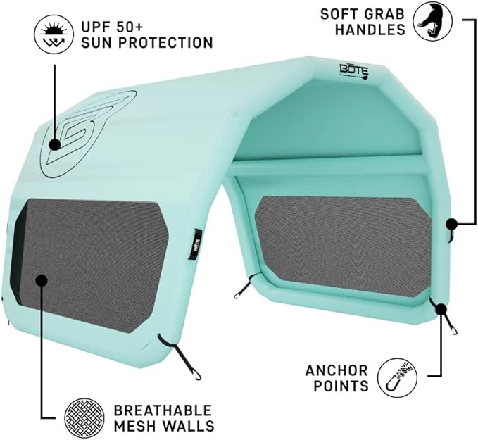 BOTE Hangout Shade Inflatable Sun Canopy for Floating Docks &amp Water Lounges Compatible with Hangout Dock 7 &amp 10 Easy-Inflate Portable Shade for Lake &amp Beach Days