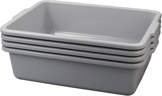 22 L Commercial Tote Box Food Serving Bus Tub 4 Pack Grey