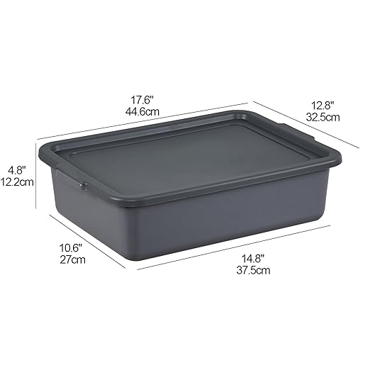 3 Pack 13 Liter Bus Tub with Lid Restaurant Dish Tub with Lids Grey