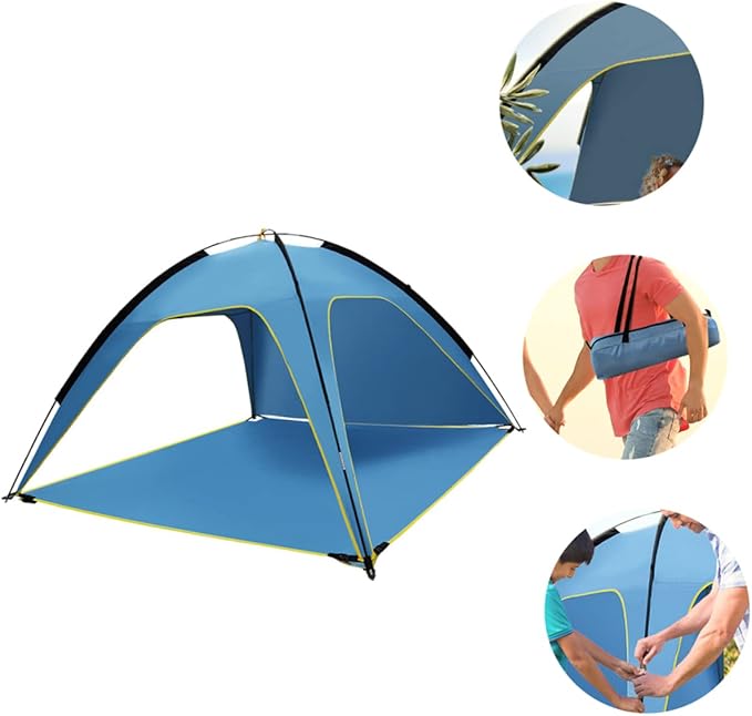 1Pc Quick Opening Sunscreen Tent Spacious Sided Ventilated Outdoor Shelter Lightweight Polyester for Camping and Travel Durable Rainproof Design Easy Setup