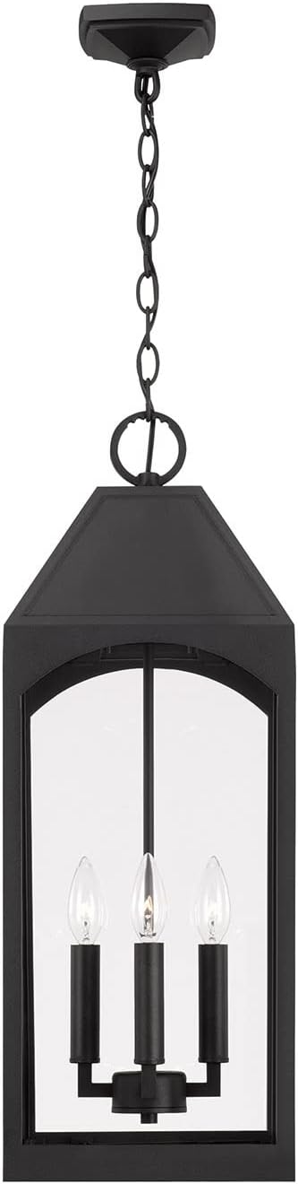 Capital Lighting 946342BK Burton Clear Glass Outdoor Hanging Lantern 4-Light 240 Total Watts 27 H x 10 W Black