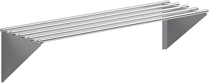 AmGood 18 in. x 60 in. NSF Stainless Steel Tubular Wall Shelf | Heavy-Duty Metal Shelving for Appliances &amp Equipment | Ideal for Kitchen Restaurant Garage Laundry Utility Room