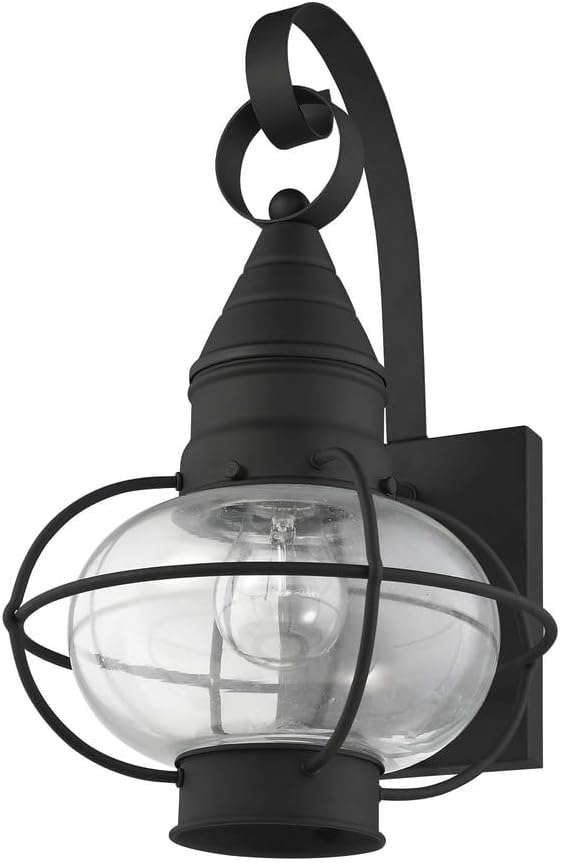Livex Lighting 26901-04 Transitional One Light Outdoor Wall Lantern from Newburyport Collection in Black Finish 8.75 W x 14.75 H