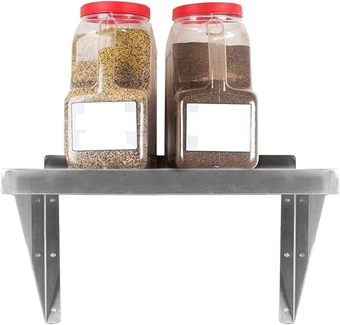 Stainless Steel Wall Shelf | Square Edge | Metal Shelving | Heavy Duty | Commercial Grade | Wall Mount | NSF Certified (8” Width x 16” Length)