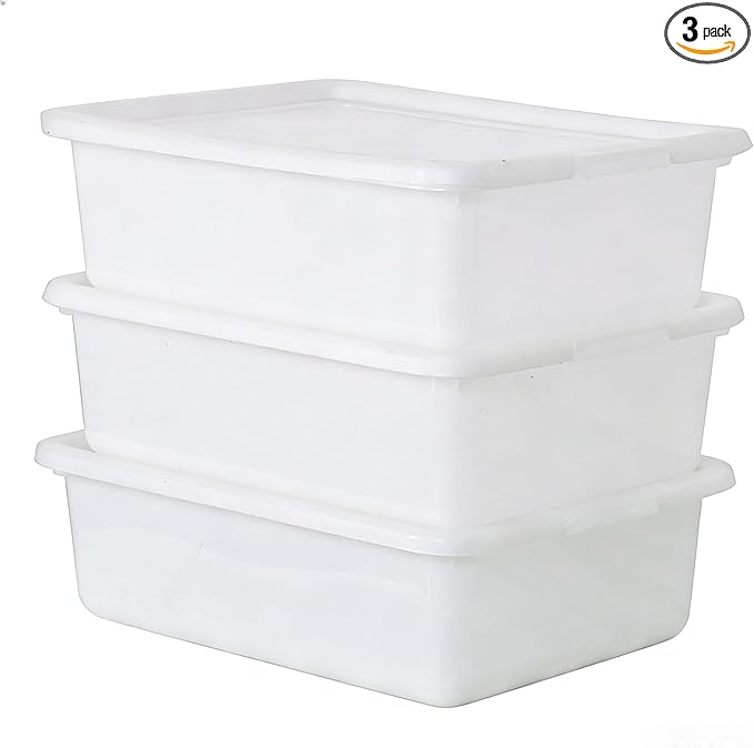 3-Pack 13 L Plastic Commercial Bus Tub with Lid Restaurant Dish Tub White