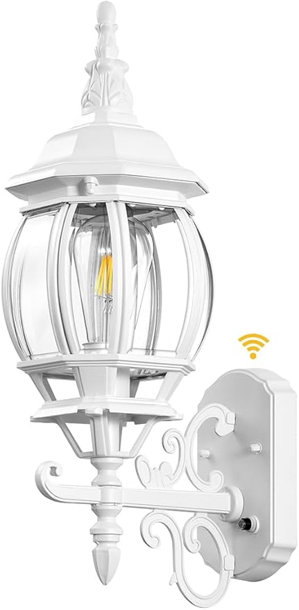 VIANIS Outdoor Wall Sconce White Dusk to Dawn Outdoor Lighting Wall Mounted 100% Aluminum Waterproof Exterior Front Porch Light Fixture for House Modern Outside Lantern Lights for Garage Lamp