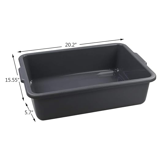 4-Pack 24 L Gray Large Plastic Bus Box Commercial Bus Tubs