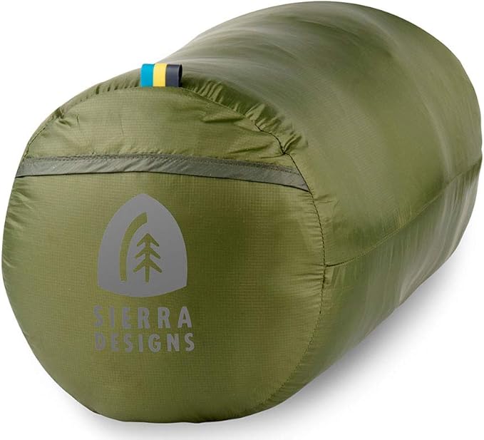 Sierra Designs Get Down 20 Degree Long Sleeping Bag - 550 Fill Power DriDown (PFC Free) Mummy Style Camping &amp Backpacking Sleeping Bags for Men &amp Women Stuff Sack Included