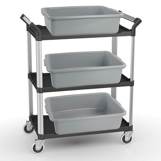 3-Pack Plastic Bus Tub 13 L Plastic Utility Bus Box Dish Pan Grey