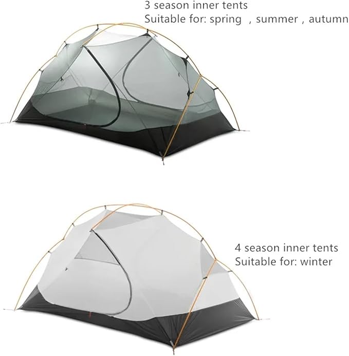 2-Person Tent – 4-Season 15D Double Layer Waterproof Backpacking Camping Hiking Tent