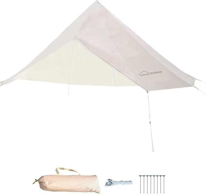 DANCHEL OUTDOOR Waterproof Rain Fly for Bell Tent 4 Season Yurt Tent Rain Cover Protector Tarp with/No Stove Jack Glamping Gears PU5000mm Lightweight 300D Oxford Polyester Beige(13ft/16.4ft/20ft)