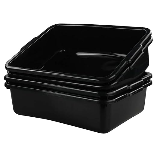 Teyyvn 13 L Plastic Bus Box Commercial Wash Basin Tote Box 4-Pack Black