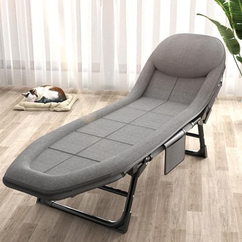 Portable Folding Adult BedCamping Cot Portable Camp Bed Cots for Adults 6-Position Adjustable Folding Cot Folding Chaise Lounge Chair Heavy Duty Supports 352 lbs Perfect for Camping