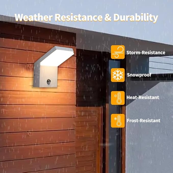 Motion Sensor Outdoor Wall Light LED Bright Wall Mount Lamp Modern White Wall Sconce Lighting Fixture Aluminum Lights for Porch Front Door Garden Yard Patio