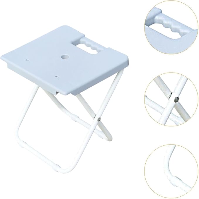 Folding Stool Fishing Chair Footstool Multifunctional Train Seating Stool Outdoor Portable Seat for Home Use Bath Balcony Grey