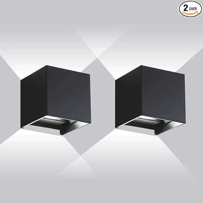 20W Outdoor Wall Light Modern Waterproof 6500K Porch Light Adjustable Up &amp Down Beam 2 Pack - YY-BD-020
